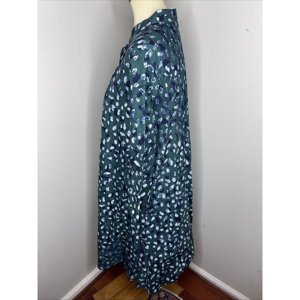 Zuri Kenya Raindrop Green Black Printed Cotton Dress Large L - Picture 3 of 10